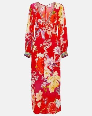 CAMILLA Floral-print Midi Dress - Red