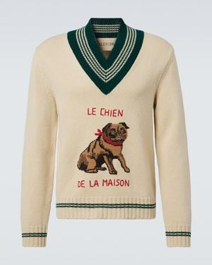 Valentino Le Chien De La Maison Jacquard Wool Jumper - Natural