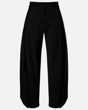 Loewe Draped Wool Wide-Leg Trousers - Blue