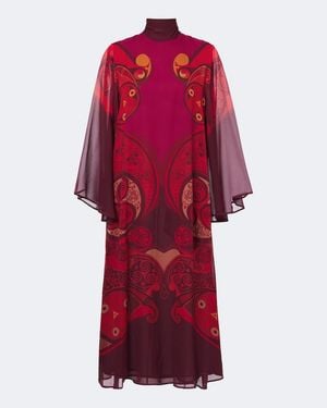 La DoubleJ Robe Midi Alchemy En Soie A Imprime - Rouge