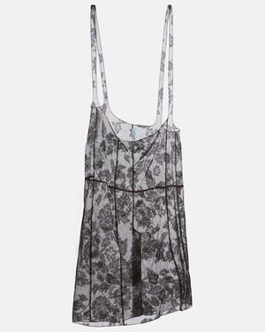 Prada Midirock Aus Baumwolle Mit Floraler Spitze - Grau