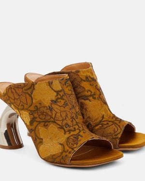 Dries Van Noten Floral Mules - Brown