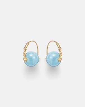 Sydney Evan Pendientes De Oro De 14 Ct (585/1000) Con Diamantes Y Aguamarinas - Azul
