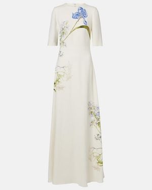 Monique Lhuillier Vestido De Fiesta Floral - Blanco