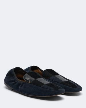 KHAITE Slip-Ons Zoe Aus Veloursleder Und Leder - Blau