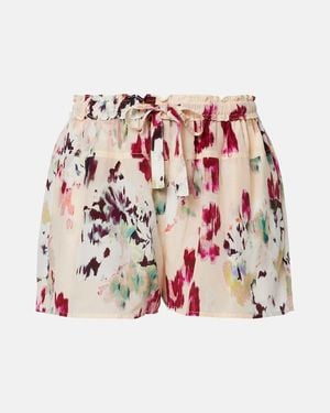 Ulla Johnson Shorts Aurielle De Crepe De Seda Florales - Rojo