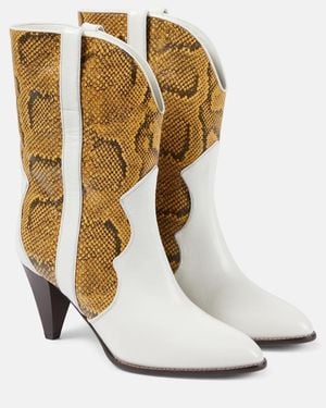 Isabel Marant Witney Snake-Effect Leather Ankle Boots - White