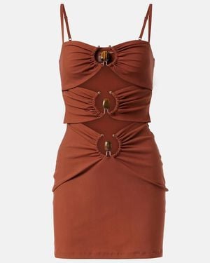 Christopher Esber Pierced Orbit Cutout Jersey Minidress - Red