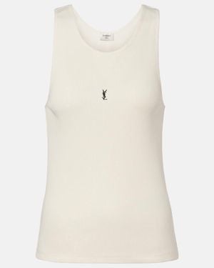 Saint Laurent Cotton Tank Top - Natural