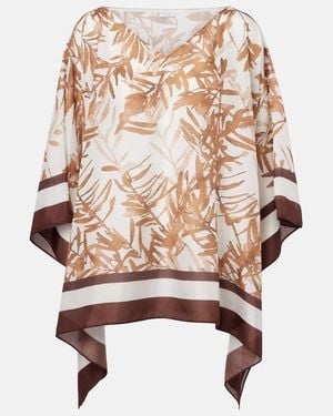 Brunello Cucinelli Printed Silk Top - Brown