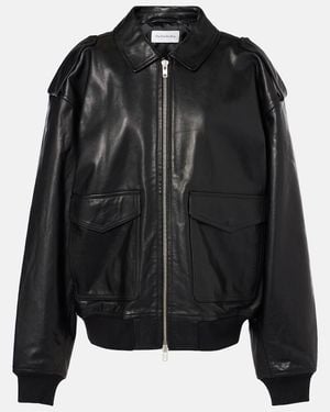 Frankie Shop Viper Leather Jacket - Black