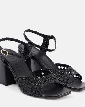 Souliers Martinez Capri Woven Leather Sandals - Black
