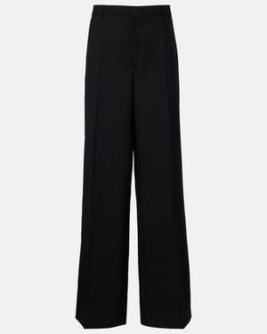 Gucci High-Rise Wool Straight Trousers - Black