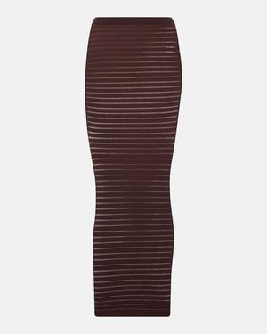 Alaïa Striped Maxi Skirt - Brown