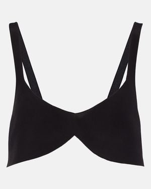 Prada Oversized Silk Crepe De Chine Bra Top - Black