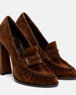 Saint Laurent Le Loafer 110 Suede Loafer Court Shoes - Brown