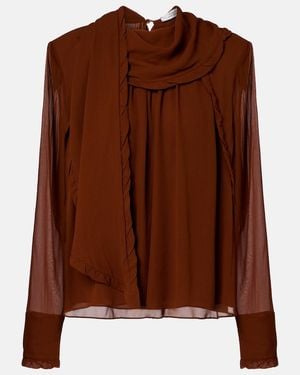 Dorothee Schumacher Sheer Twist Georgette Blouse - Brown