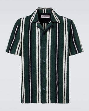 Orlebar Brown Griffith Striped Terry Bowling Shirt - Black