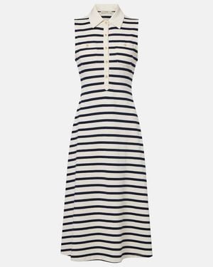 FRAME Sea Breeze Striped Cotton Polo Dress - White