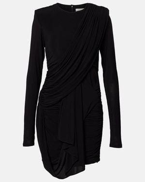 Isabel Marant Georgia Draped Gathered Jersey Minidress - Black