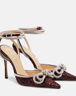 Mach & Mach Double Bow 110 Embellished Court Shoes - Metallic