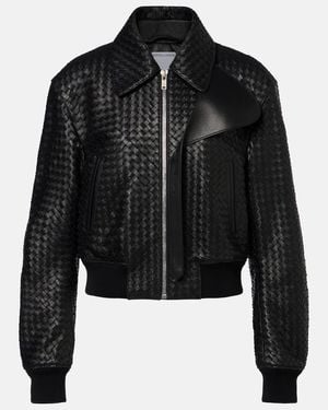 Bottega Veneta Intrecciato Leather Jacket - Black
