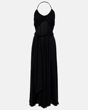 Alaïa Cross Draped Gathered Maxi Dress - Black