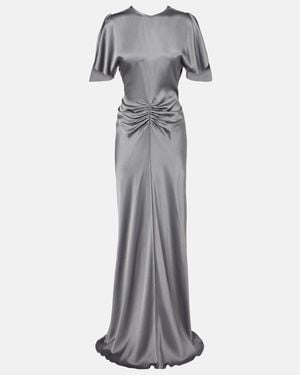 Victoria Beckham Isabella Gathered Satin Gown - Grey