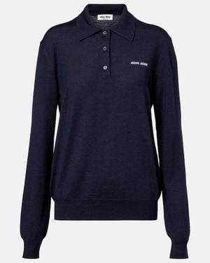 Miu Miu Virgin Wool Polo Jumper - Blue