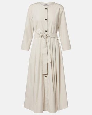 Max Mara Giorno Belted Cotton Shirt Dress - Natural