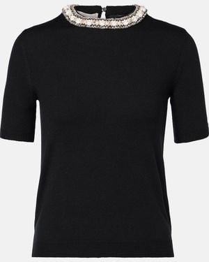 Valentino Embroidered Virgin Wool Top - Black