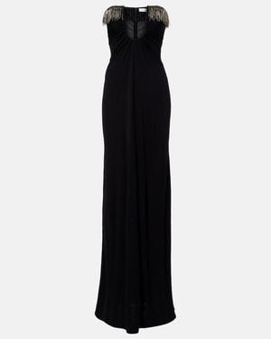 Christopher Esber Arced Palm Beaded Jersey Maxi Dress - Black
