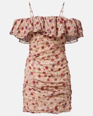 Isabel Marant Davilia Off-Shoulder Ruched Cotton Minidress - Pink
