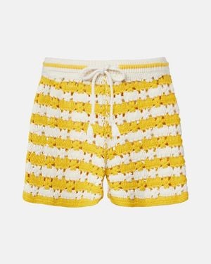 The Upside Goldie Malik Cotton Crochet Shorts - Yellow