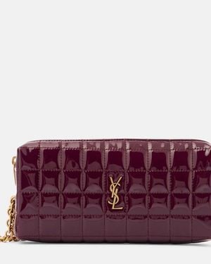 Saint Laurent Cassandre Matelasse Faux Leather Pouch - Purple