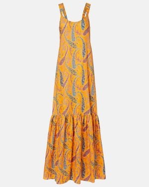 Etro Printed Cotton Cady Maxi Dress - Metallic
