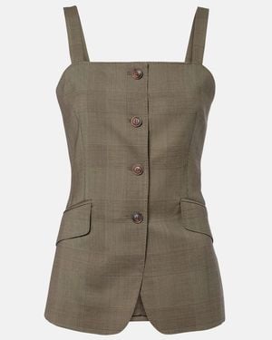 Max Mara Plaid Virgin Wool Top - Green