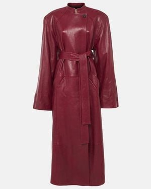 KHAITE Rothen Leather Wrap Coat - Red