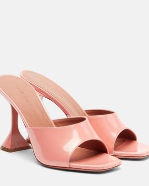 AMINA MUADDI Lupita Patent Leather Mules - Pink