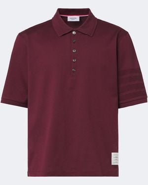 Thom Browne Polo 4-Bar En Coton - Rouge