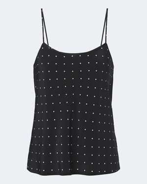 Asceno Matera Polka-Dot Silk Camisole - Black