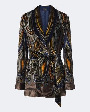 Etro Blazer Portefeuille A Motif Cachemire - Noir