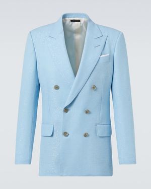 Tom Ford Sequined Wool-Blend Suit Jacket - Blue