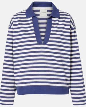 Posse Haisley Striped Cotton Polo Shirt - Blue