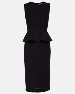 Max Mara Jersey Peplum-Detail Midi Dress - Blue