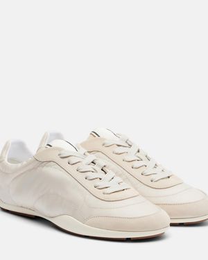 Brunello Cucinelli Monili Suede-Trimmed Sneakers - White