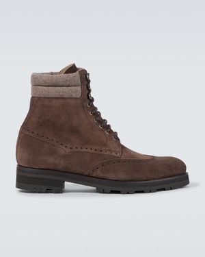 Manolo Blahnik Sapele Suede Lace-Up Boots - Brown