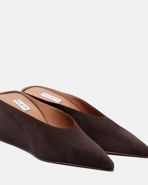 Alaïa Wedge-Pantoletten Cube Aus Veloursleder - Braun