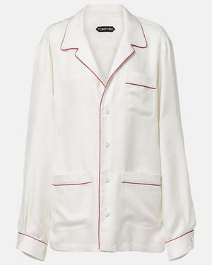 Tom Ford Camisa De Pijama En Sarga De Seda - Blanco