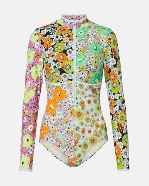 ALÉMAIS Blossom Floral Rashguard Swimsuit - White